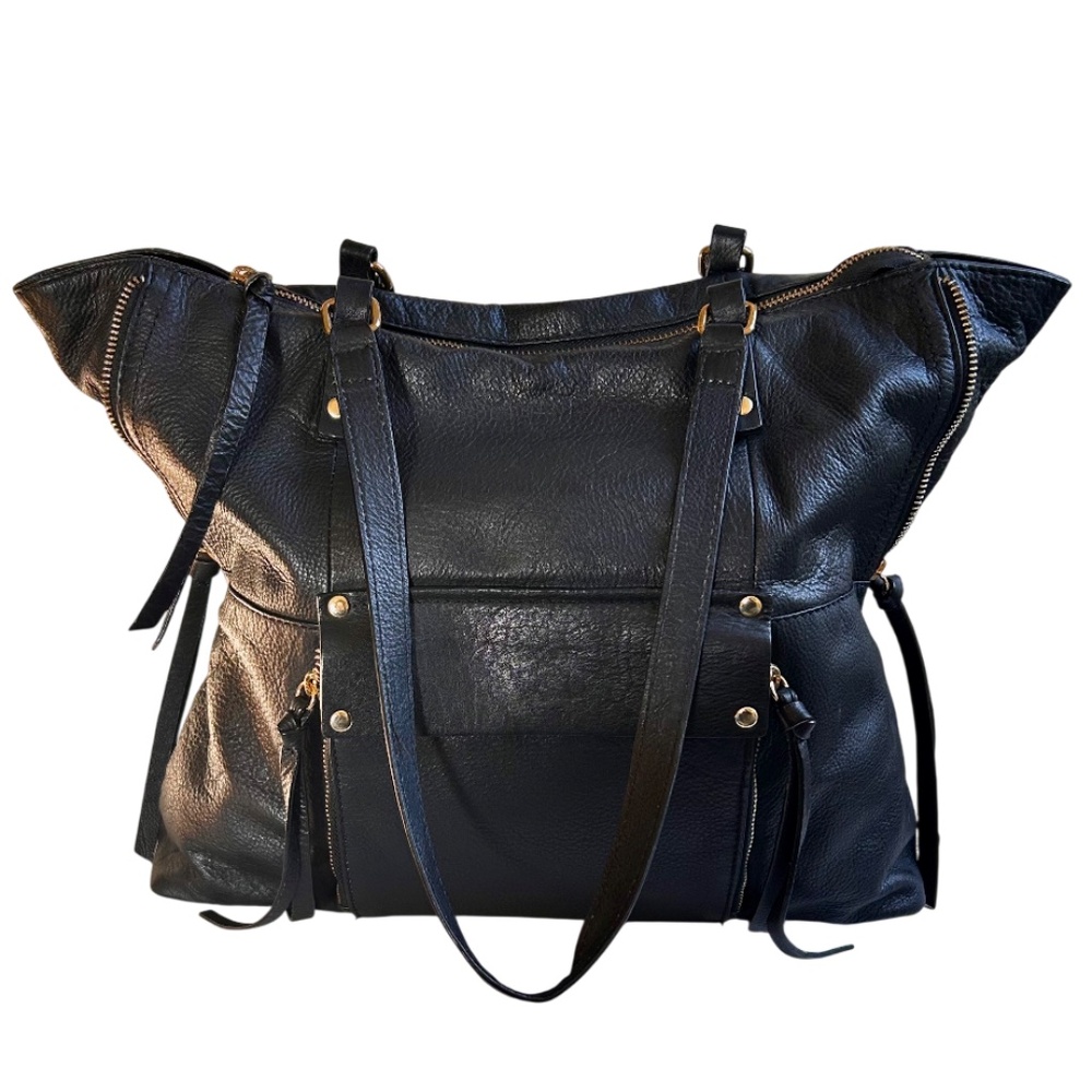Kooba Black Leather Bag with Zipper Accents